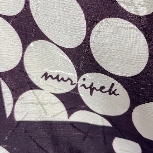 Nur Ipek Scarf 37” X 32” Brown & Cream Silk Polka Dot Hair Neck Vintage Fashion - Picture 9 of 9